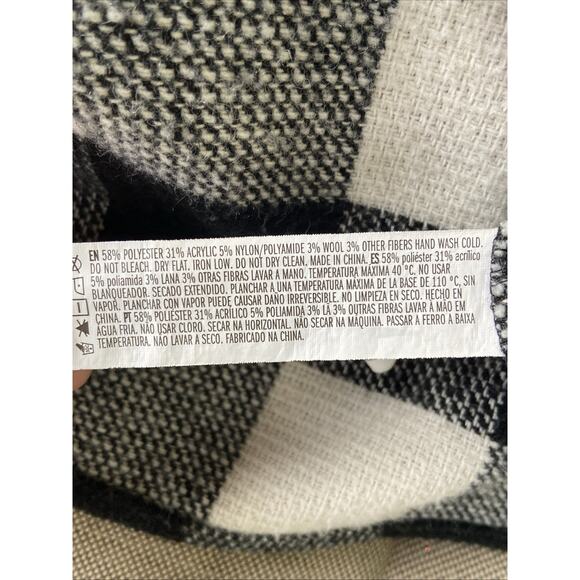 Forever 21 Black White Checkerboard Plaid Mid-Length Snap Front Coat Women Small - Picture 6 of 6